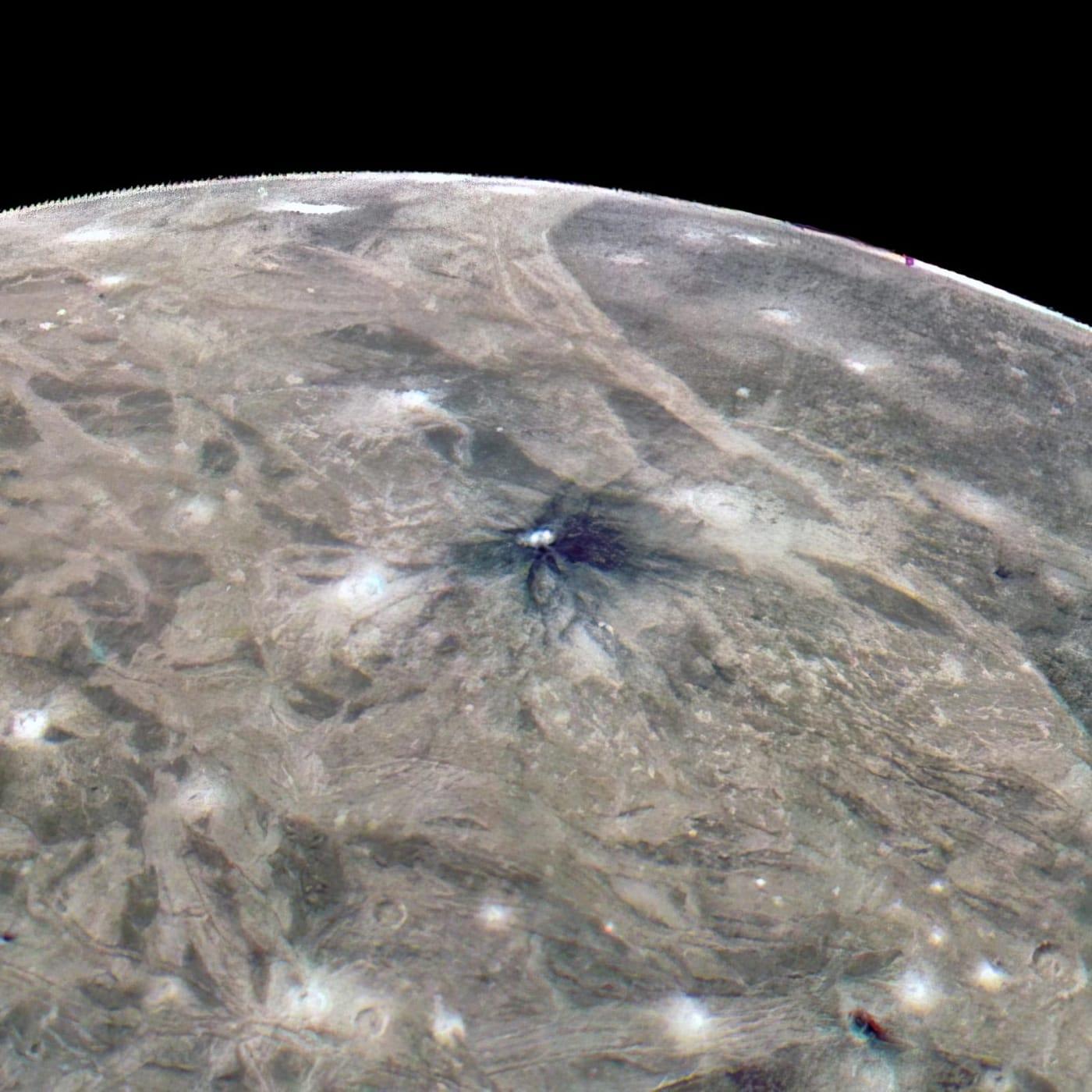 A Striking Crater on Jupiter's Moon Ganymede