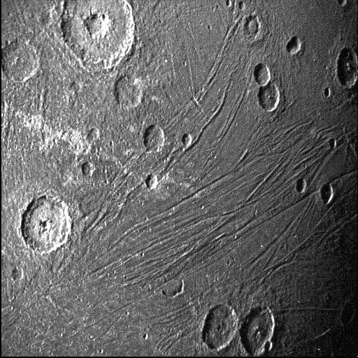 Close-up of Dark Side of Jupiter Moon Ganymede