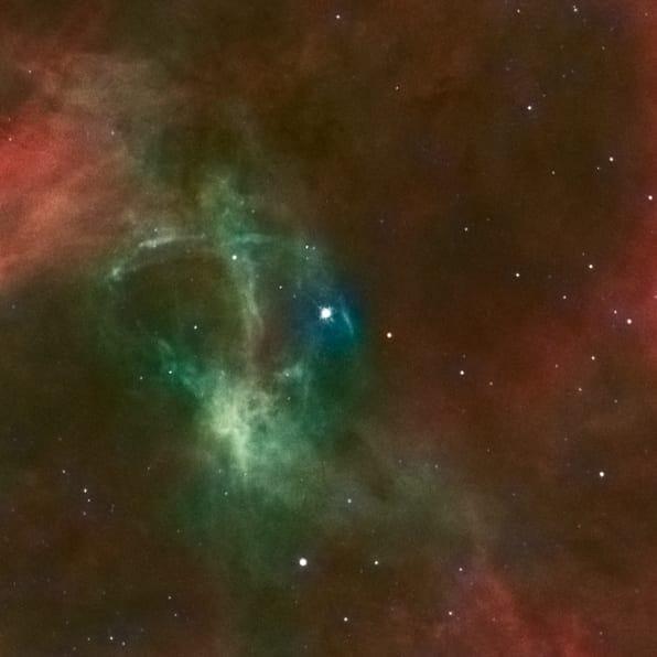 Hubble:WFPC2 and ESO:2.2-m Composite Image of 30 Dor Runaway Star