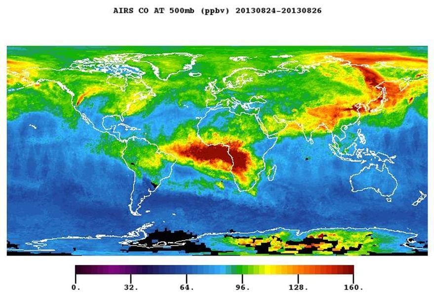 NASA Aqua Spacecraft Images Pollution from California Rim Fire