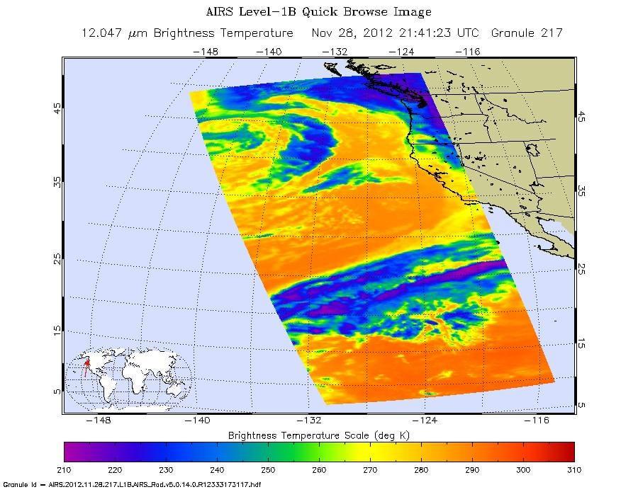 NASA Aqua Spacecraft Captures Start of West Coast Atmospheric River Event