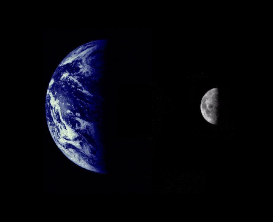 Earth and Moon as Viewed by Mariner 10