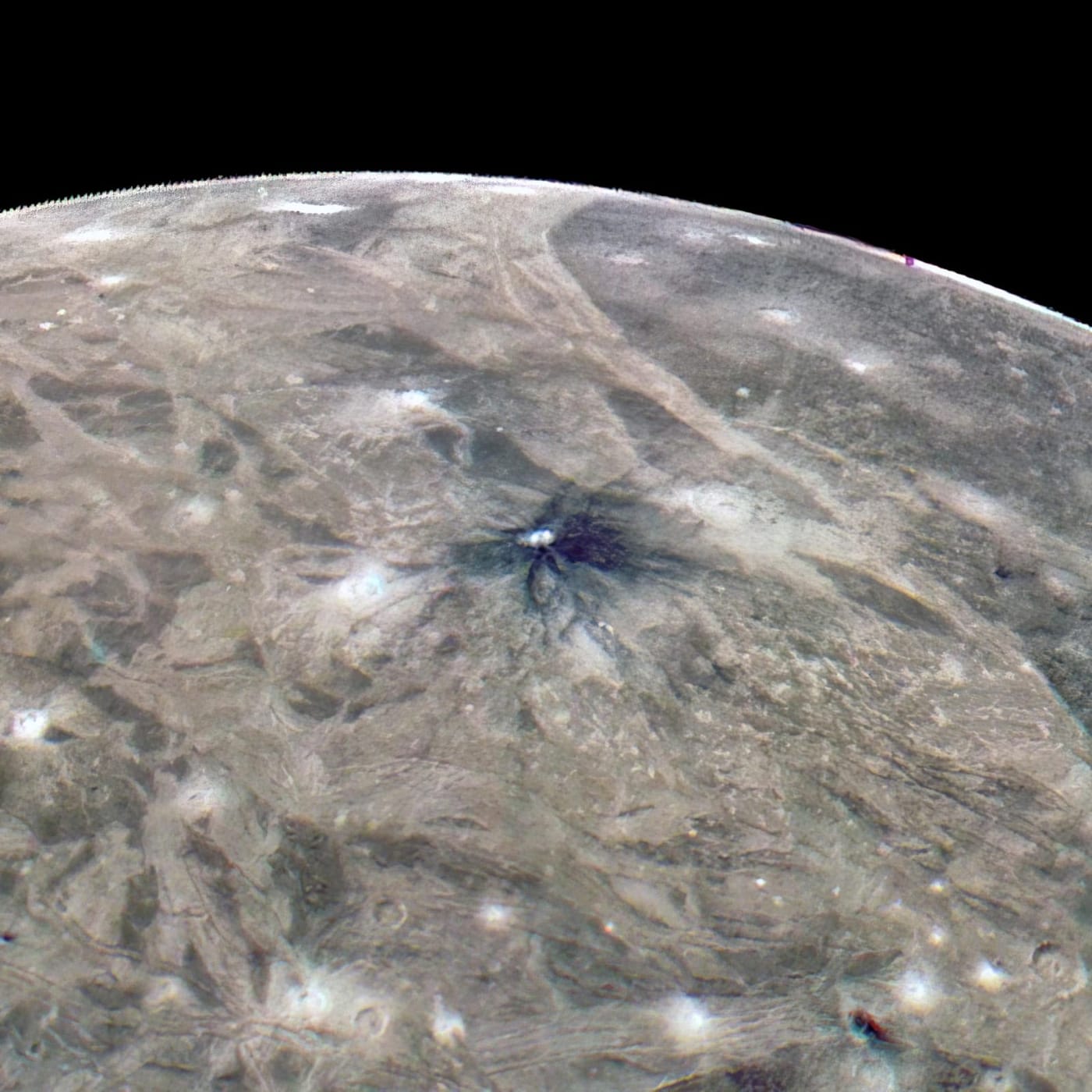 A Striking Crater on Jupiter's Moon Ganymede