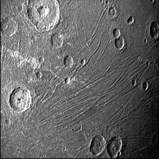 Close-up of Dark Side of Jupiter Moon Ganymede